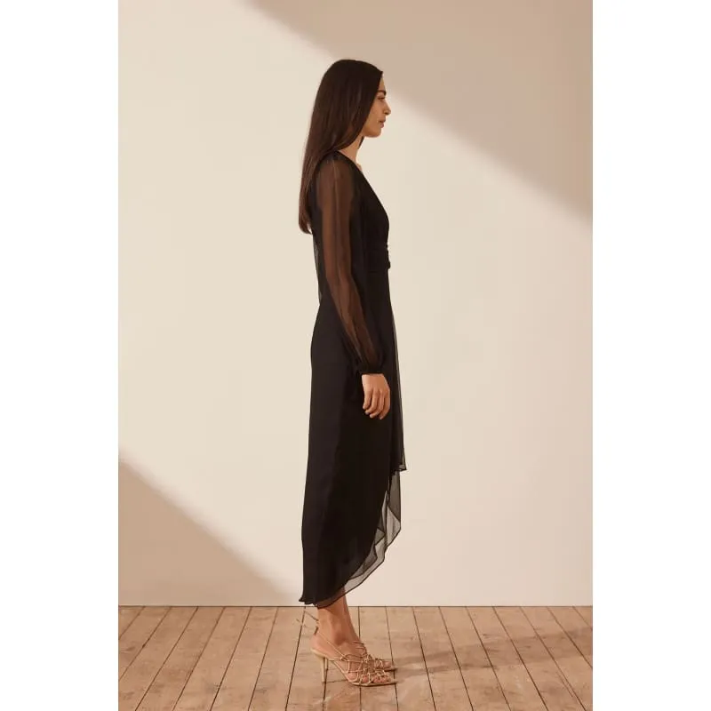 Isola Plunged Long Sleeve Midi Dress