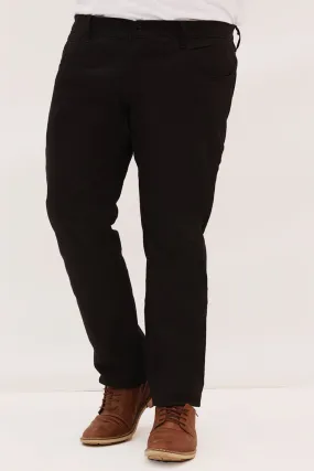 Jet Black Stretchy Cotton Chinos (Plus Size) - S22 - MC0016P