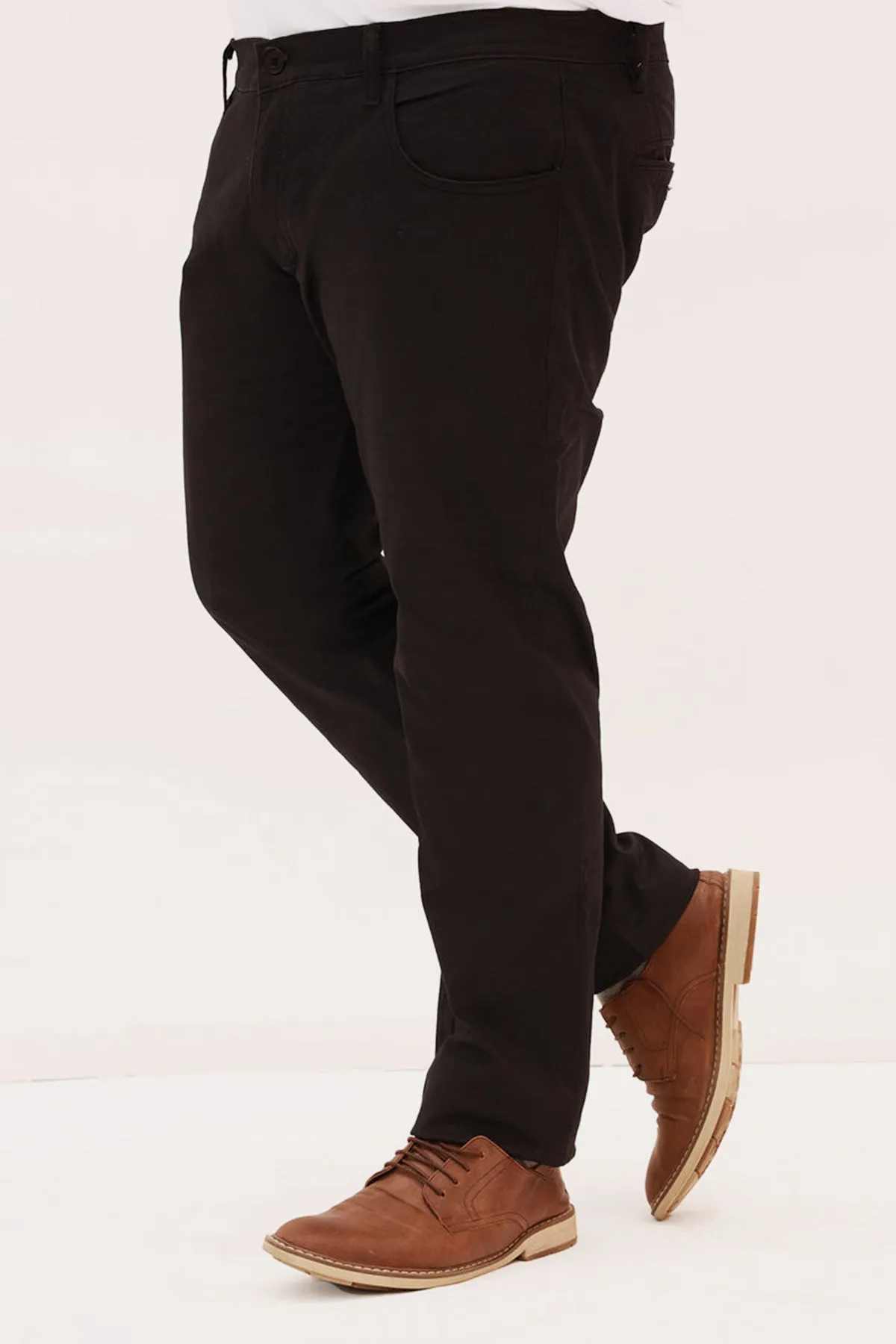 Jet Black Stretchy Cotton Chinos (Plus Size) - S22 - MC0016P