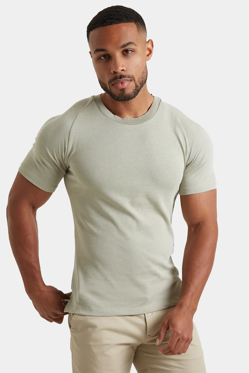 Knit Look T-Shirt in Soft Sage