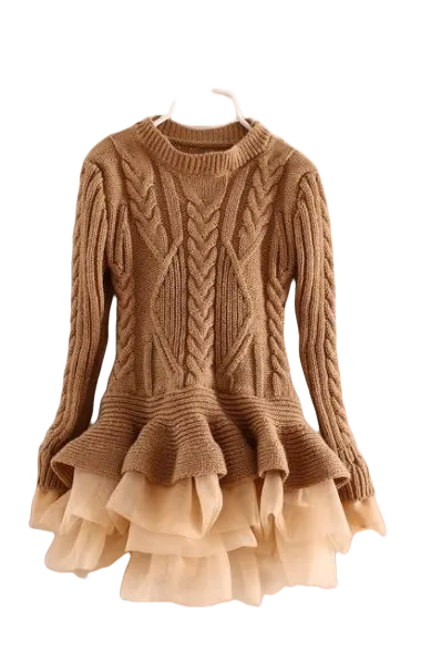 Knit Pullover Ruffled Skirt Sweater Dress (SZ6)