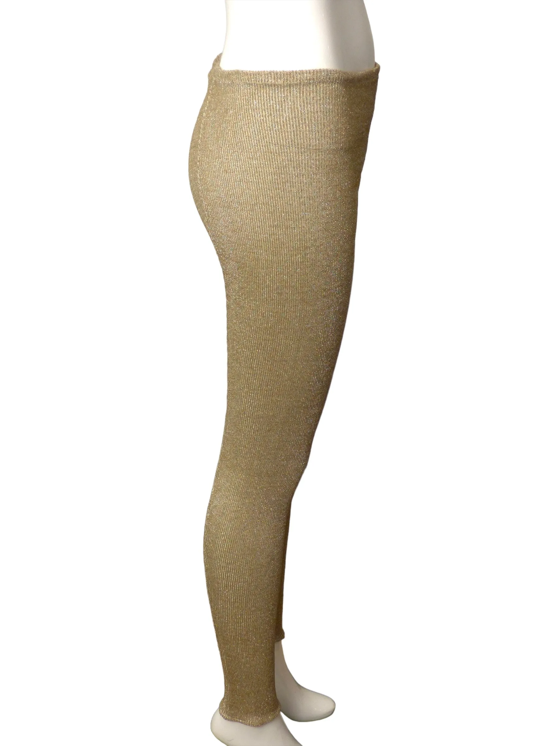 LARRY LEGASPI-1980s Metallic Gold Knit Ensemble, Size-Small