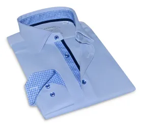 Levy Super Stretch Button-Up Shirt With Contrast Details // Blue // Tailored Fit (Fitted)