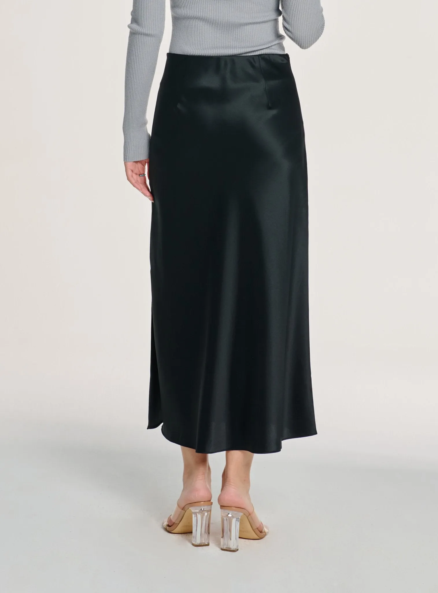 LONG GLITTER midi skirt (Black)