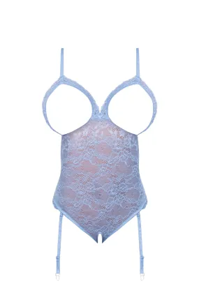 Magic Silk Ooh La Lace Cupless & Crotchless Teddy Periwinkle