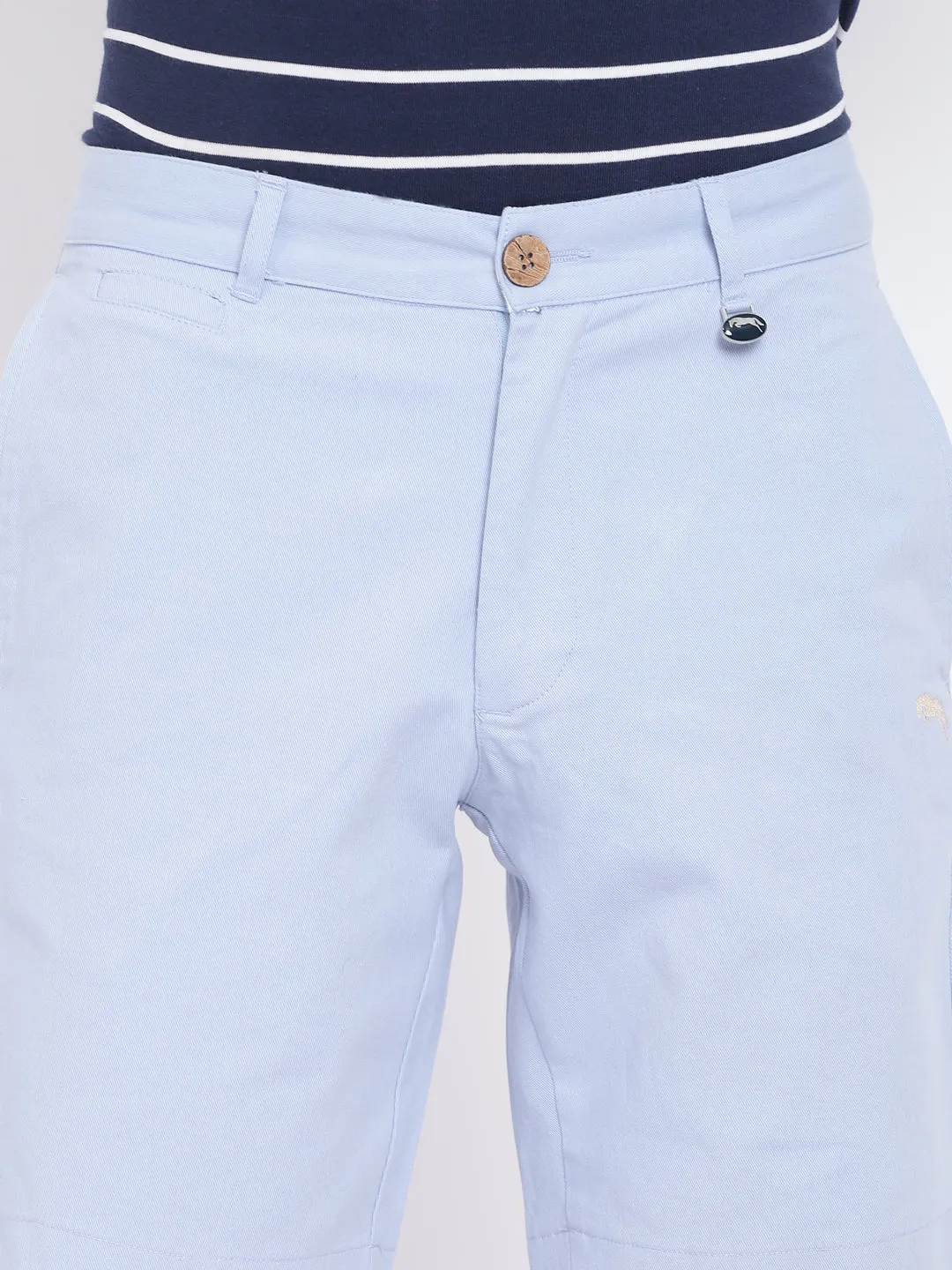 Men Casual Printed Blue Chinos Shorts