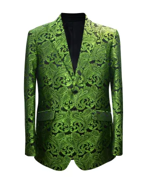 Mens Apple Green & Black Paisley Dinner Jacket