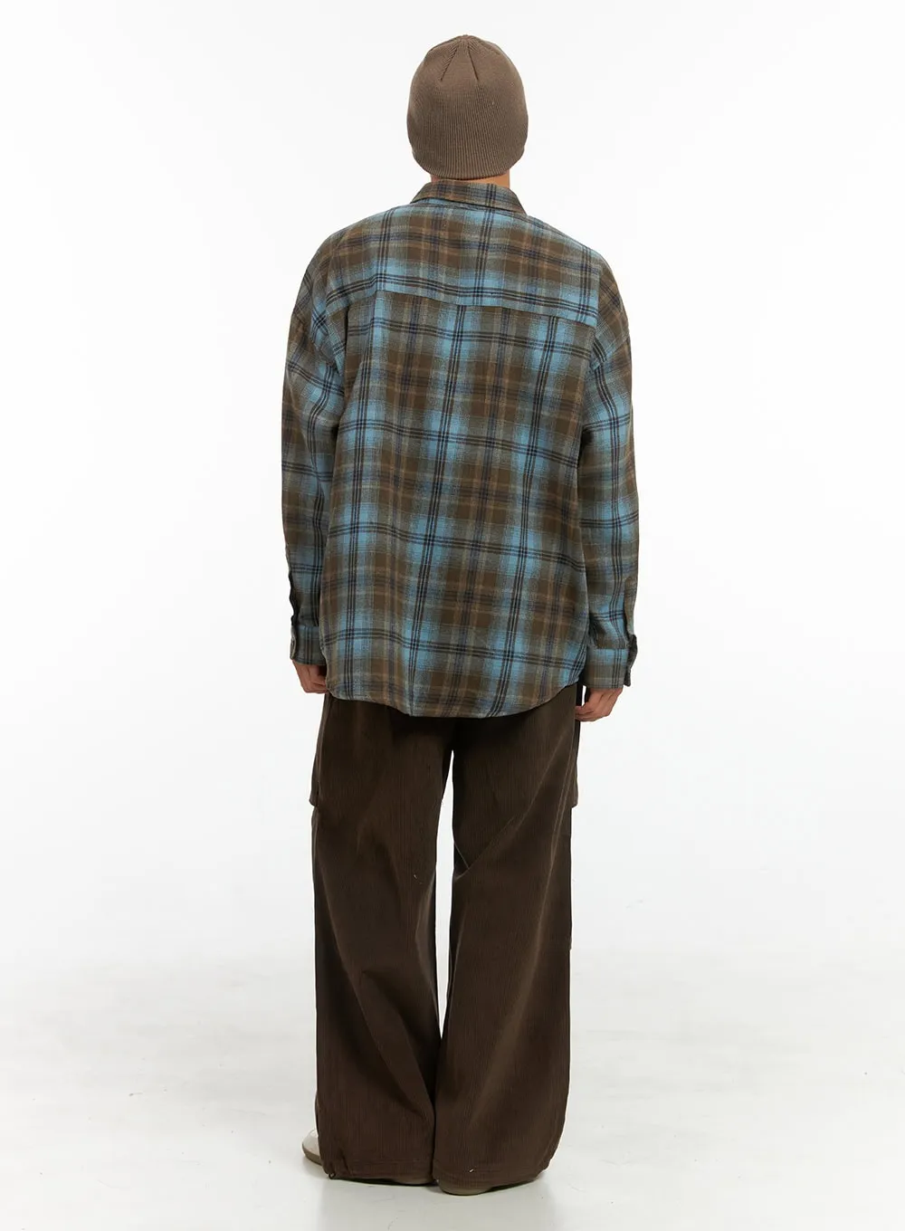 Men's Buttoned Check Print Shirt IS419