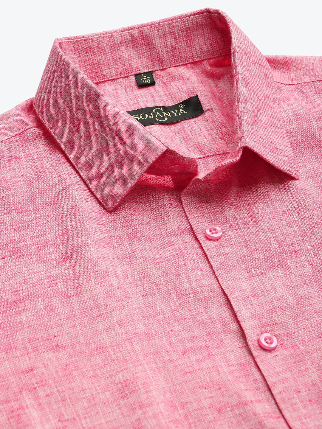 Men's Cotton Blend Pink Half sleeves Casual Shirt