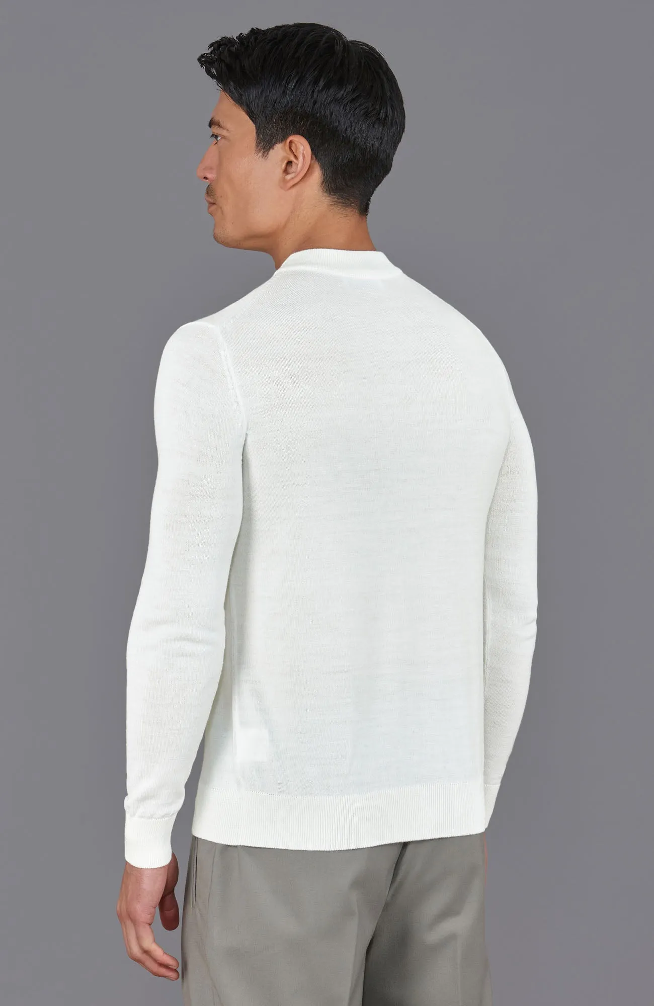 Mens Extra Fine Merino Narrow Mock Turtleneck Jumper