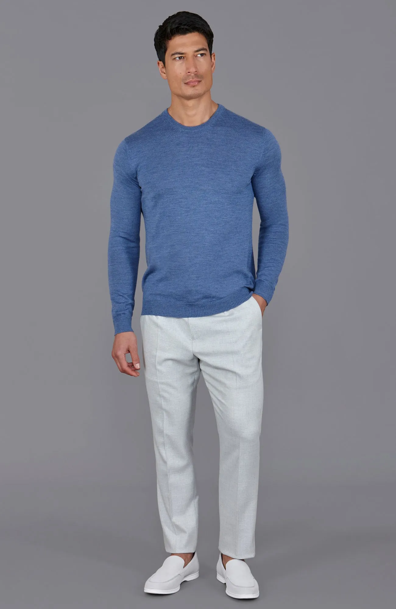 Mens Extra Fine Merino Wool Crew Neck Jumper