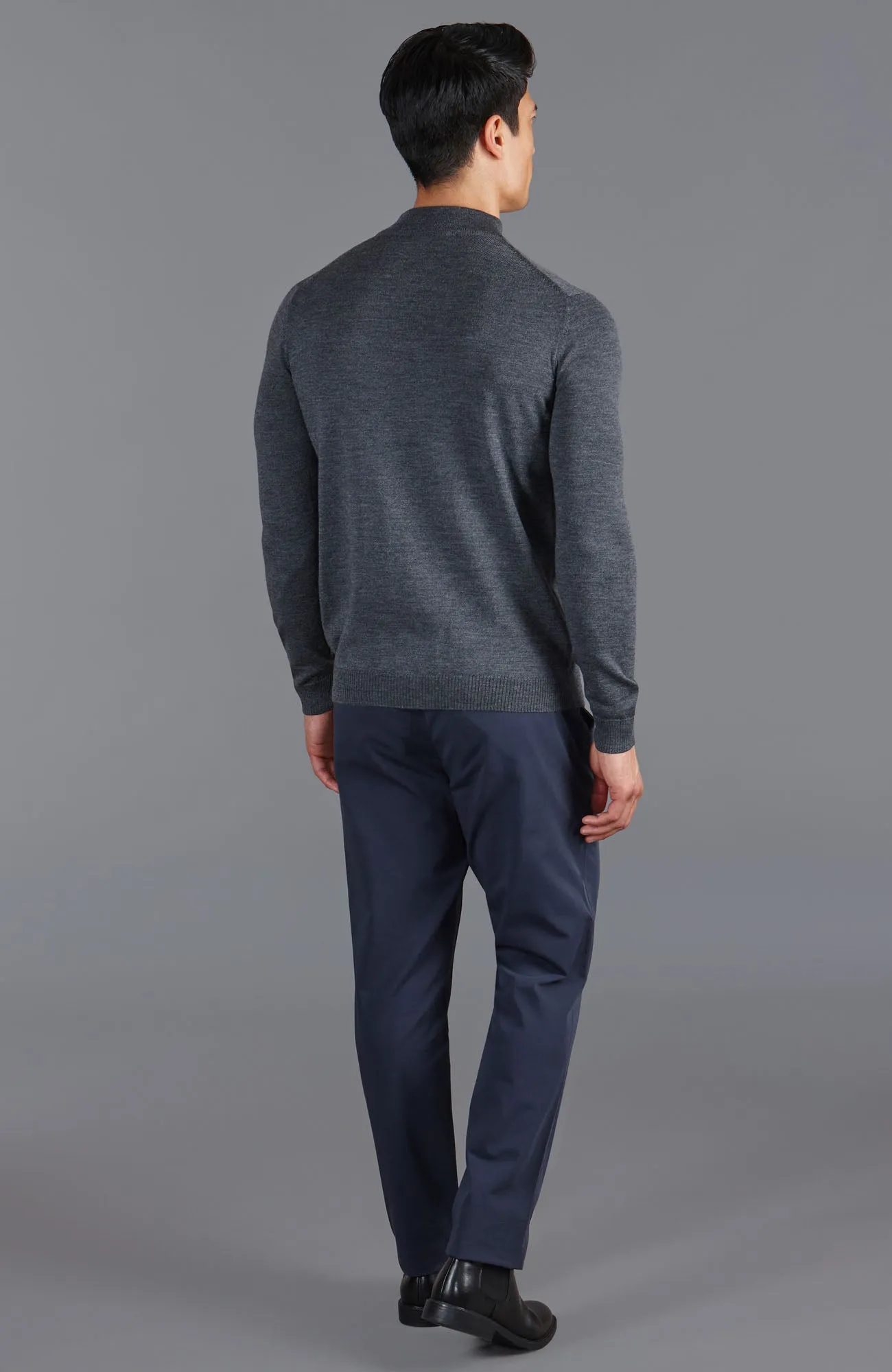 Mens Extra Fine Merino Wool Mock Turtleneck Jumper