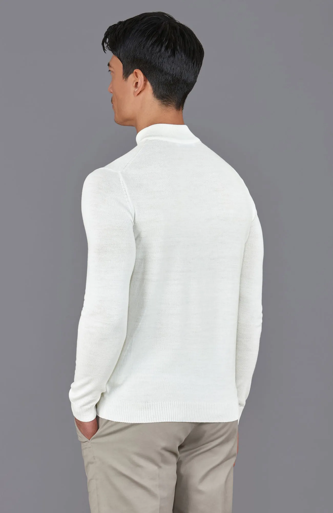 Mens Extra Fine Merino Wool Mock Turtleneck Jumper