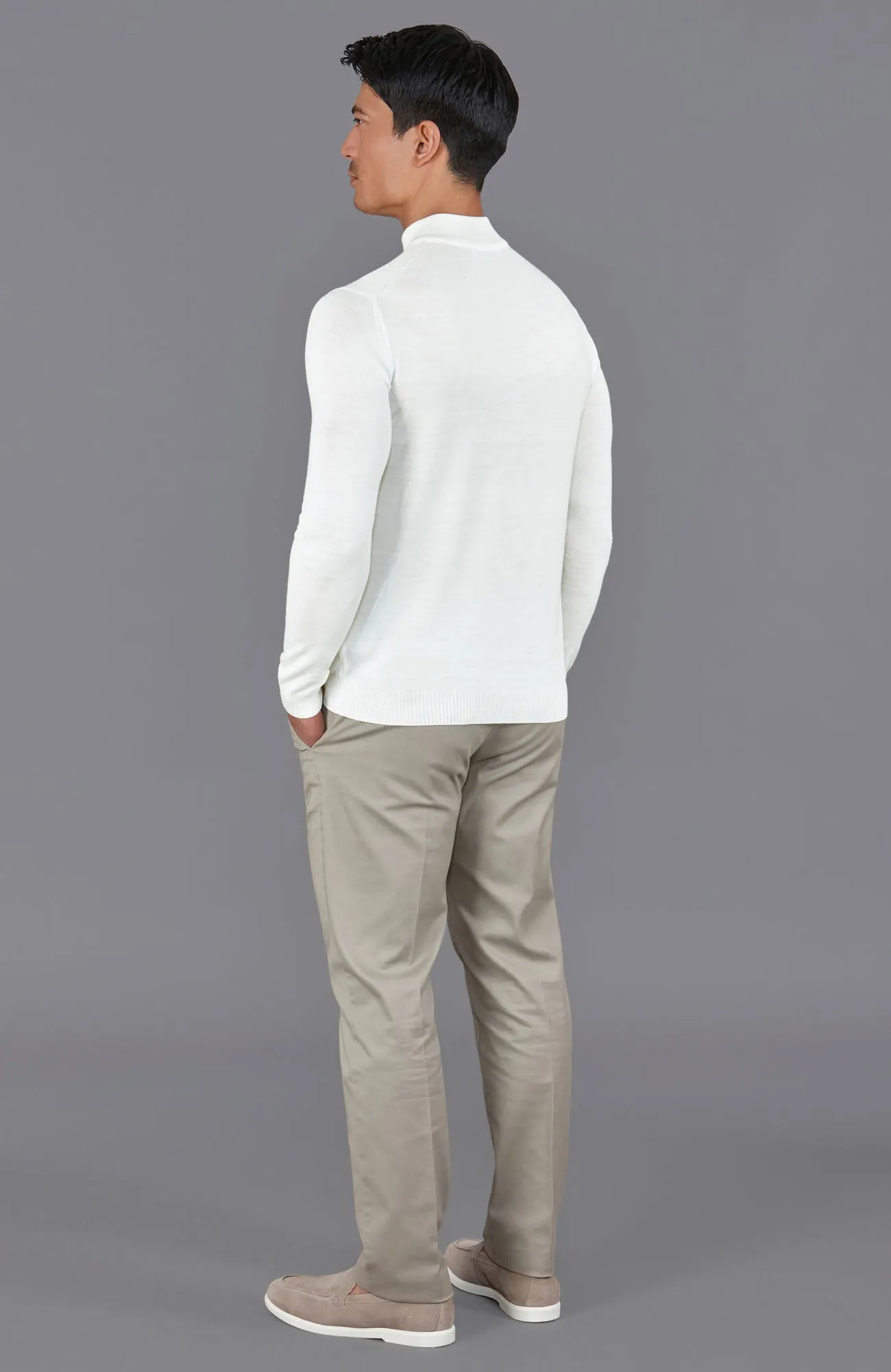 Mens Extra Fine Merino Wool Mock Turtleneck Jumper