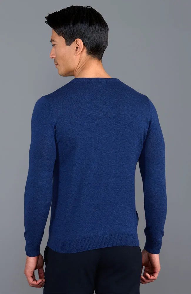 Mens Extra Fine Merino Wool V-Neck Jumper