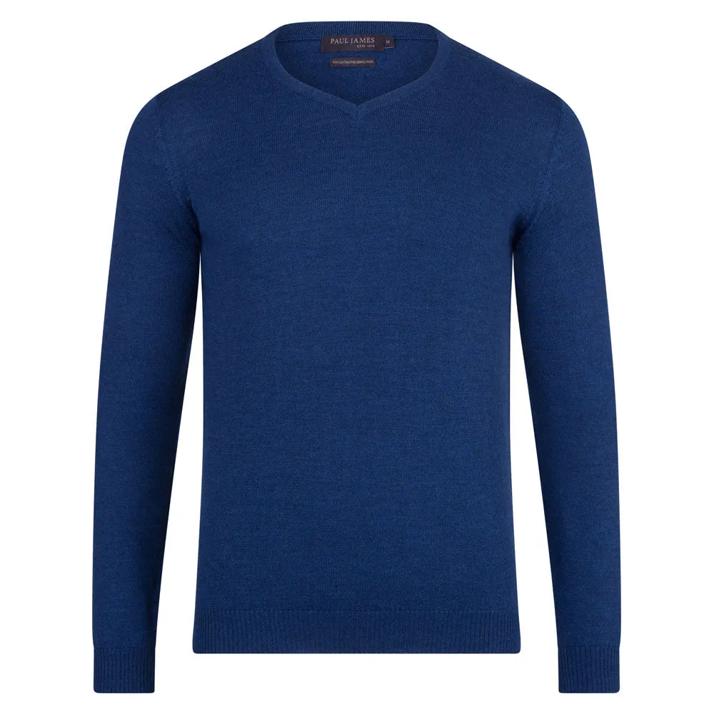 Mens Extra Fine Merino Wool V-Neck Jumper