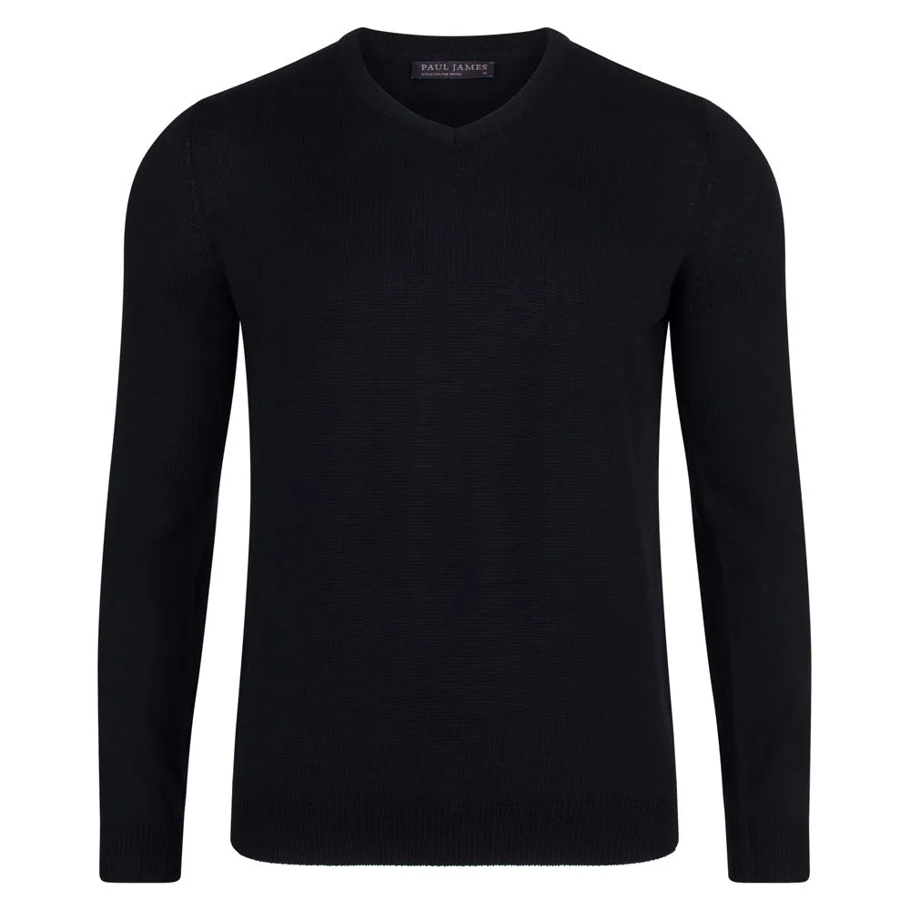 Mens Extra Fine Merino Wool V-Neck Jumper