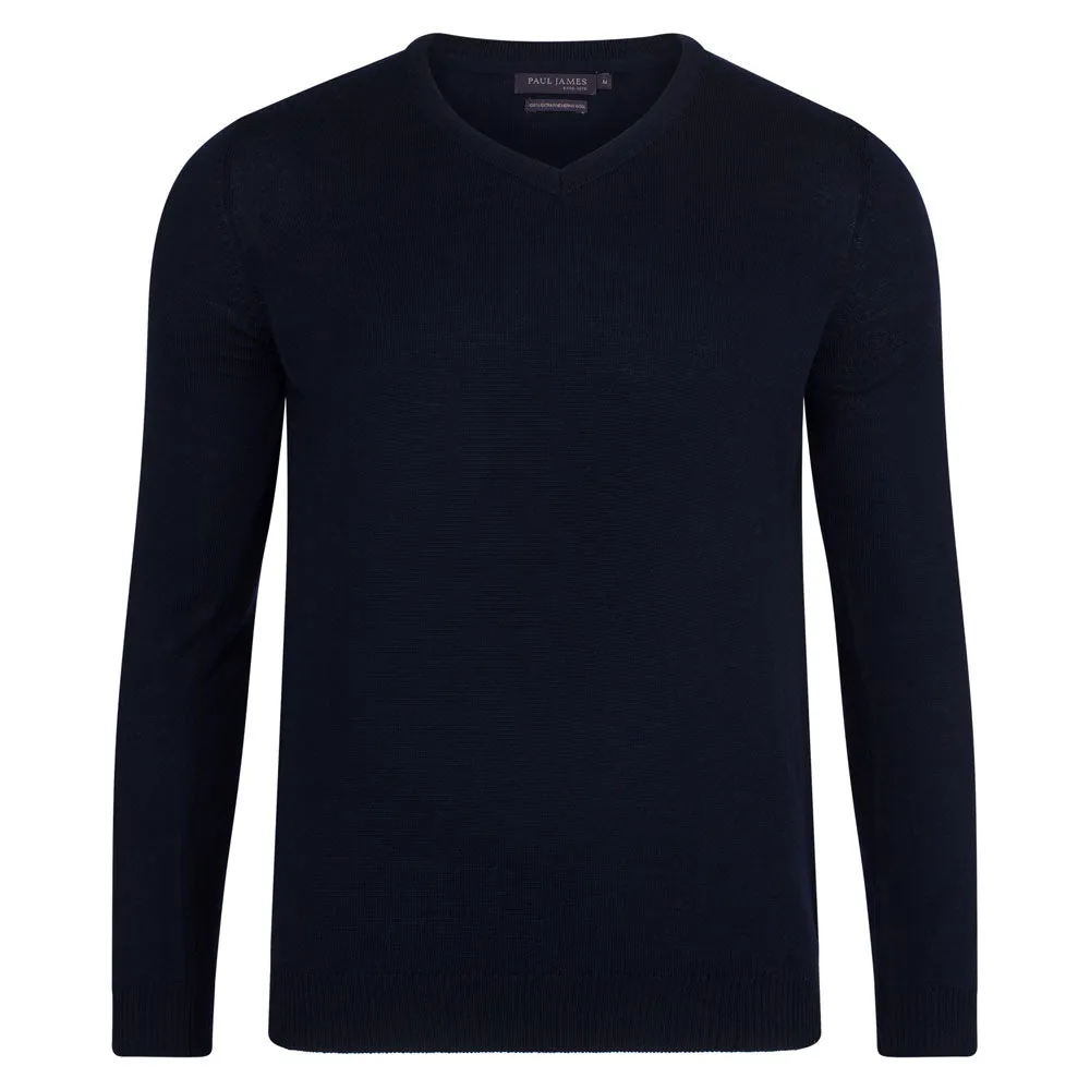 Mens Extra Fine Merino Wool V-Neck Jumper