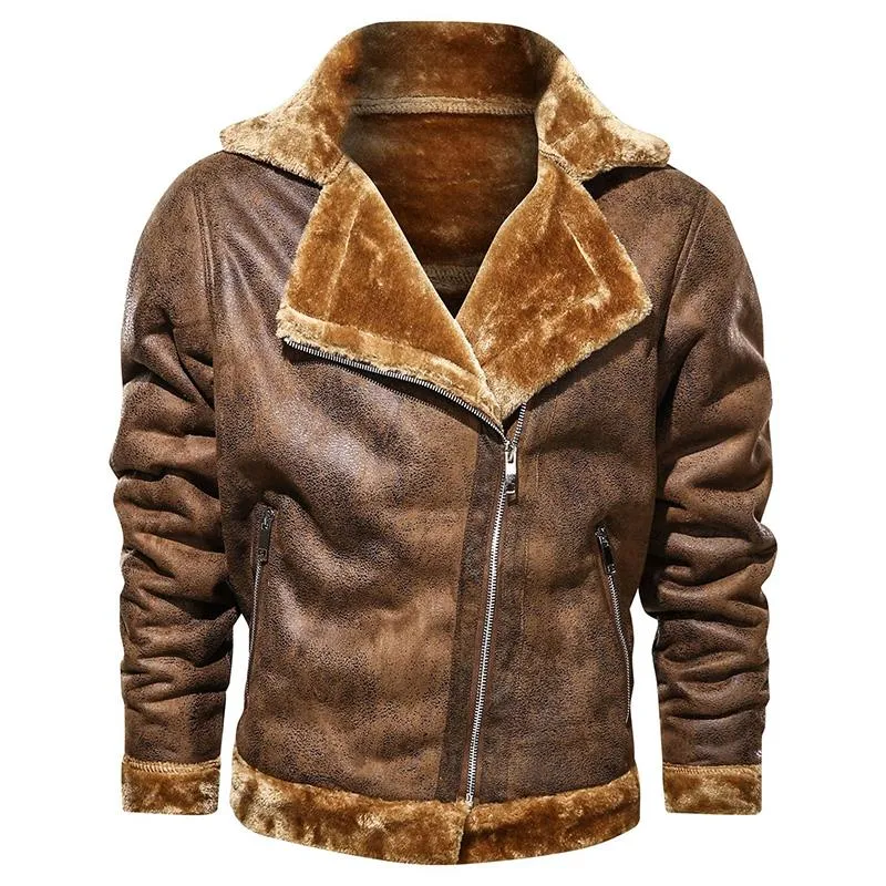 Men's Fur Integrated Warm Thick Fur Jacket 99578047YM