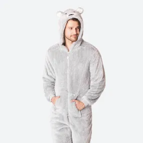 Men's Grey Teddy Bear Onesie