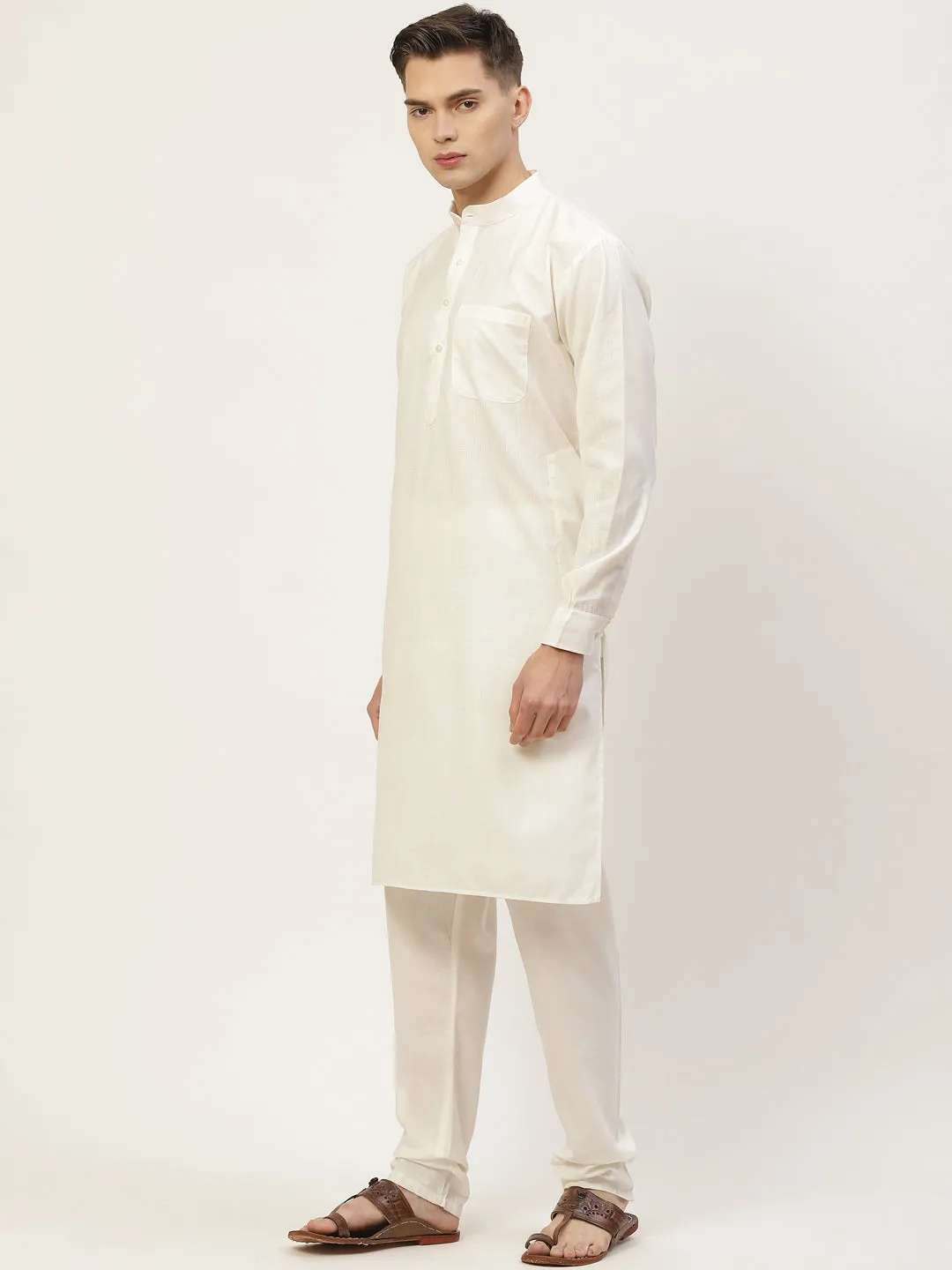 Men's Kurta Pyjama With Teal Blue Solid Nehru Jacket