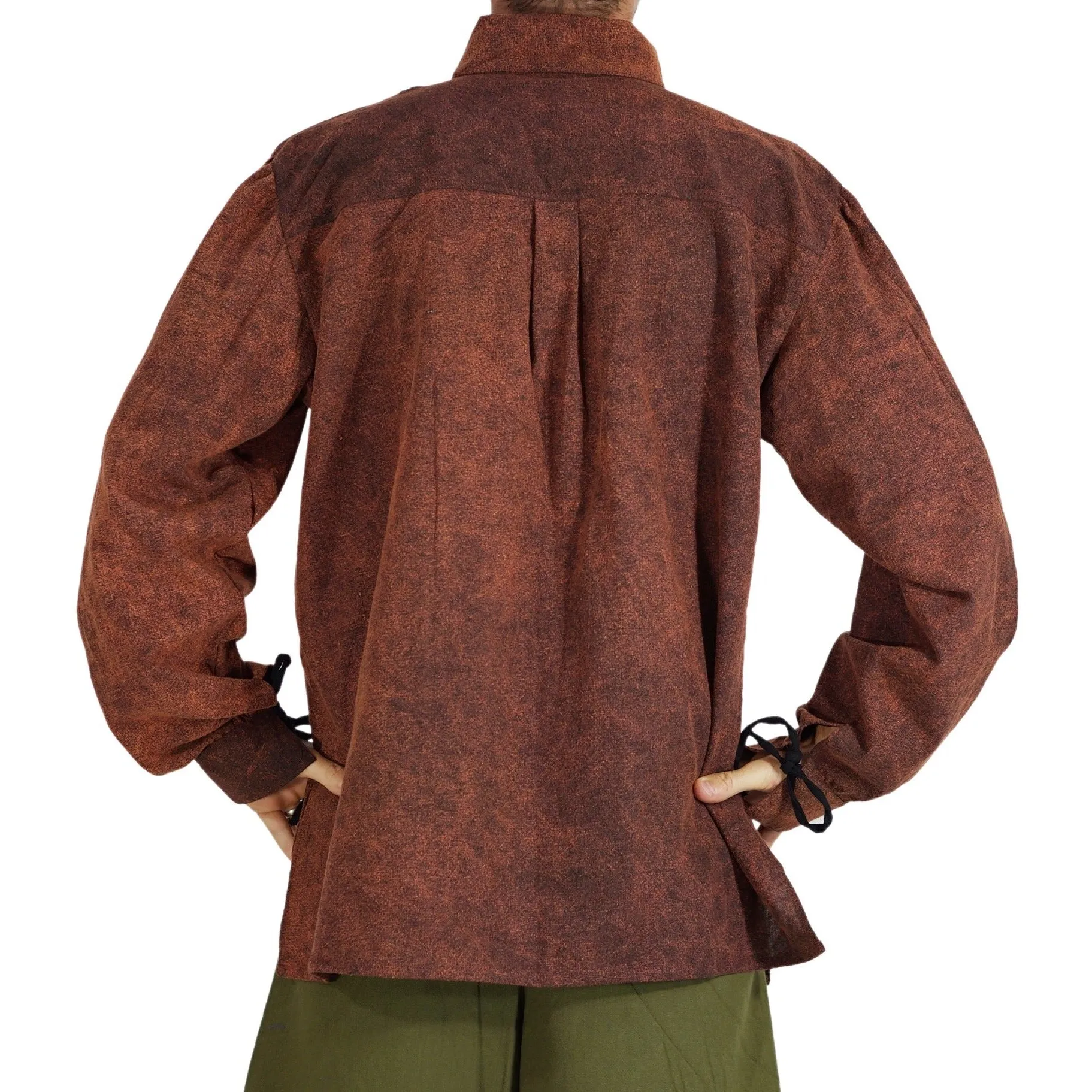 'Merchant' Renaissance Shirt High Collar - Stone Brown