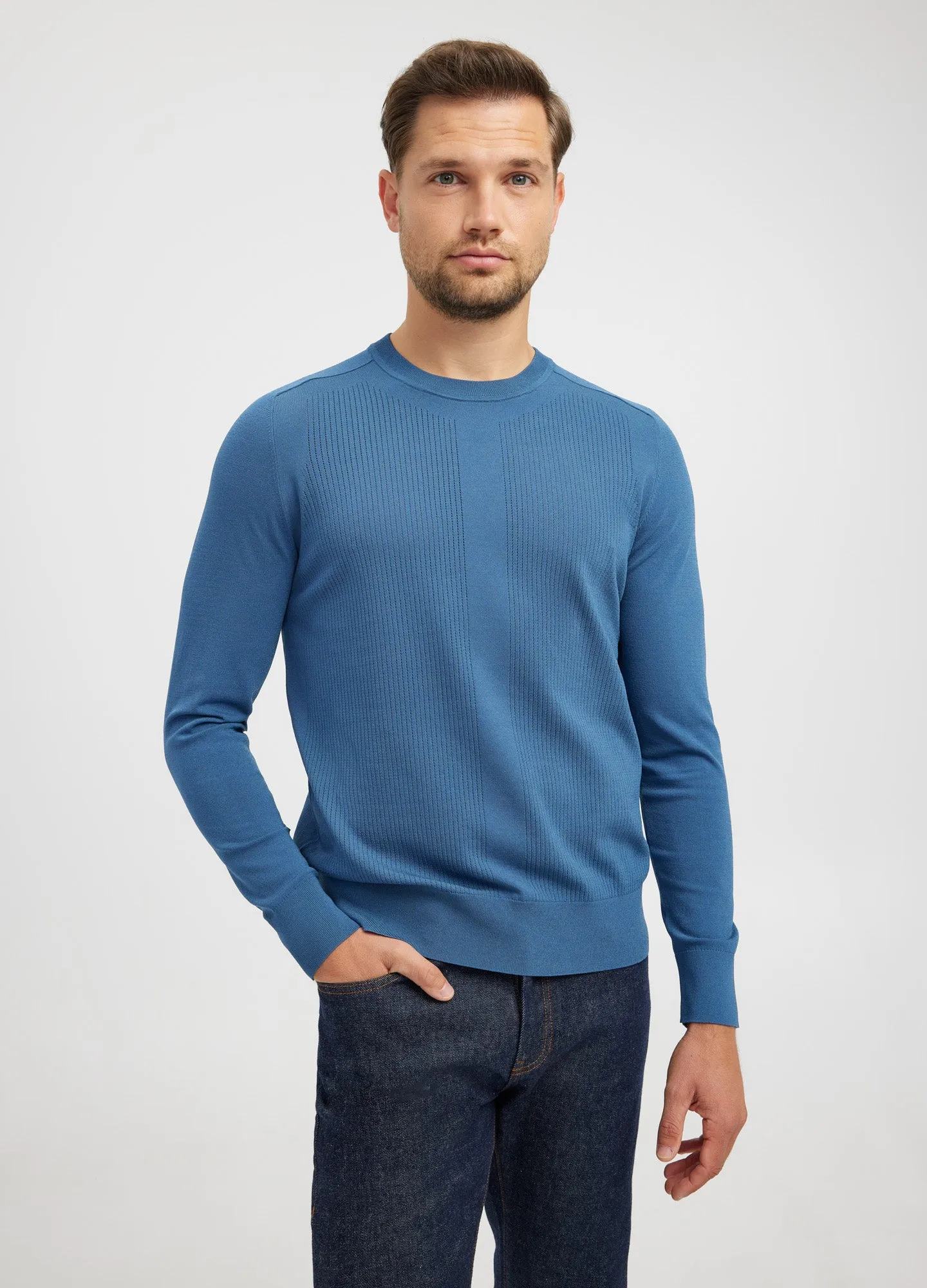 Mesh Tech Knit Sweater Peacock