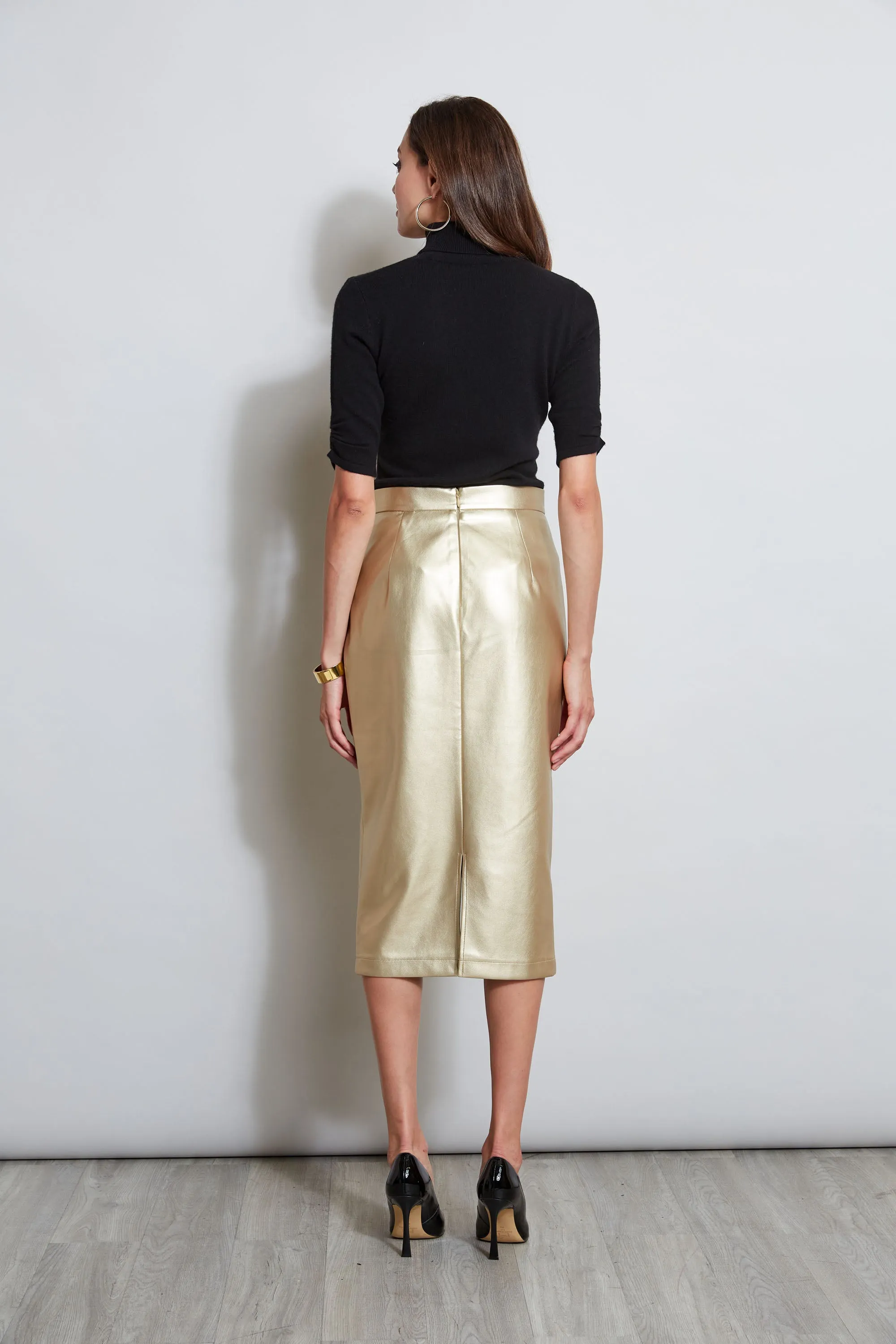 Metallic Midi Wrap Skirt