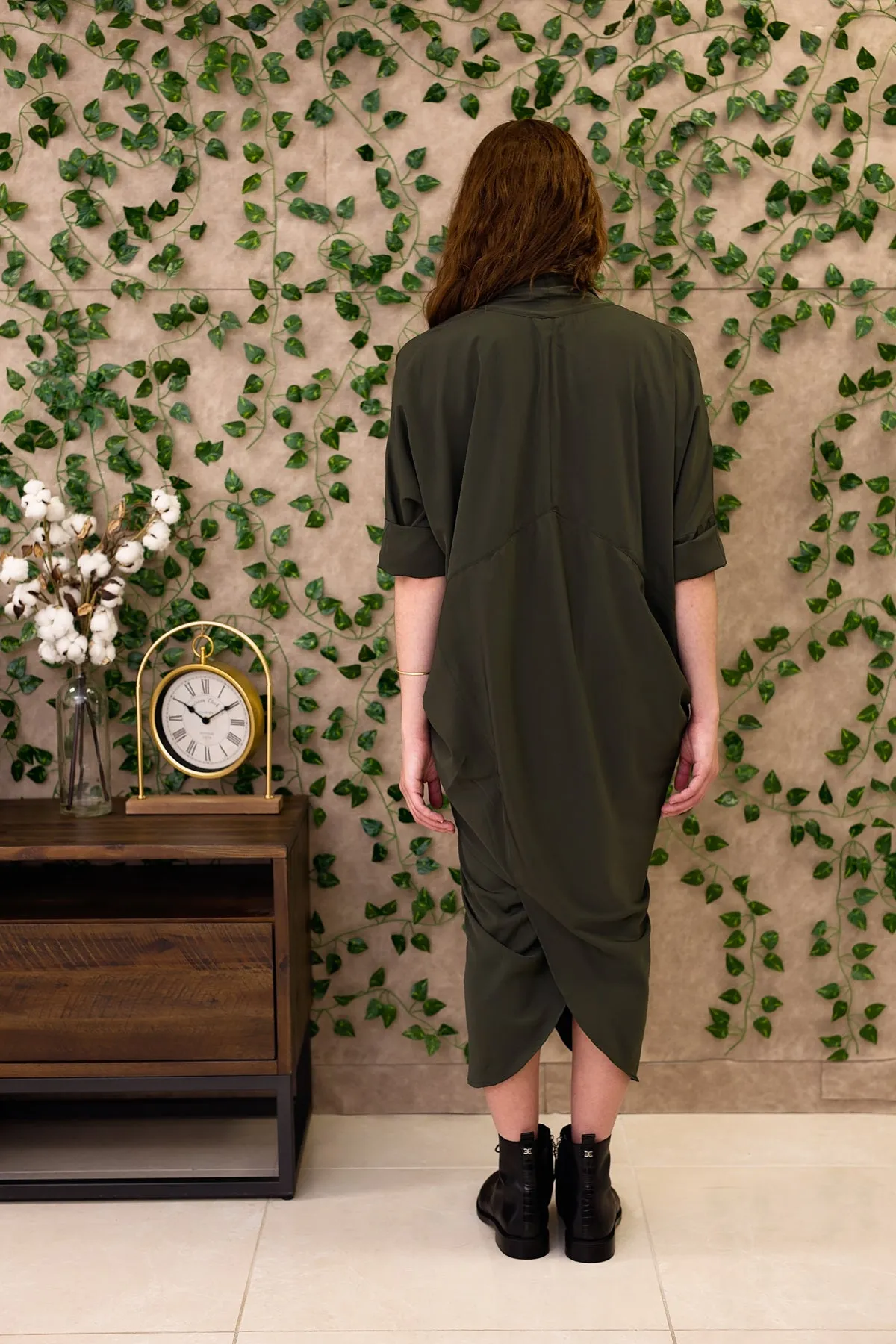 Miki Dress - Olive Crepe