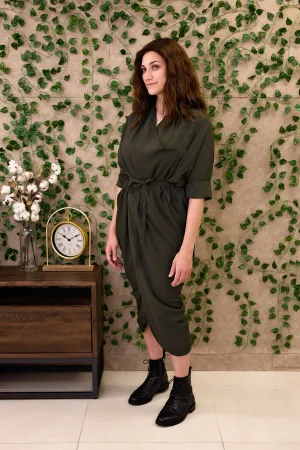 Miki Dress - Olive Crepe