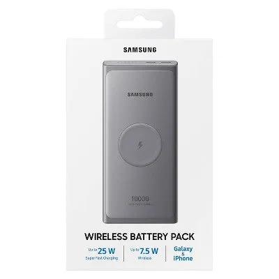 New - Samsung 10000mAh 25W Wireless Power Bank - Silver