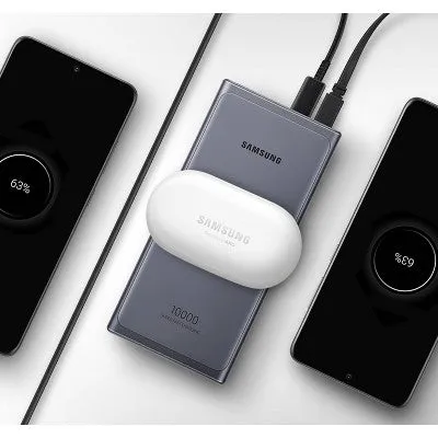 New - Samsung 10000mAh 25W Wireless Power Bank - Silver