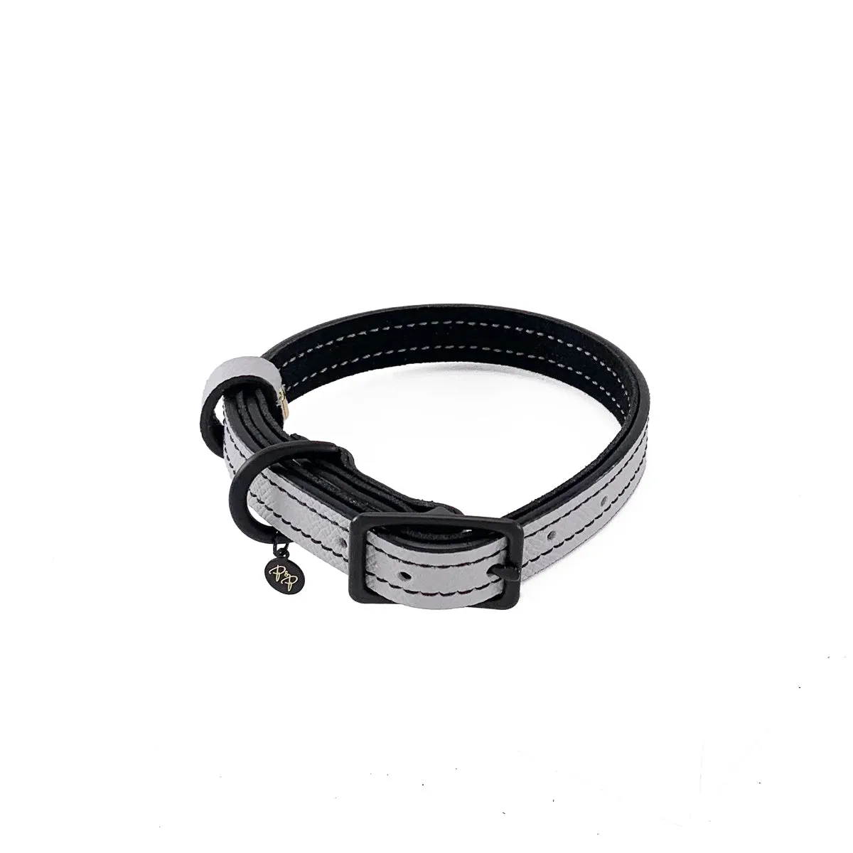 Nixon Classic Leather Dog Collar Pearl Grey/Black