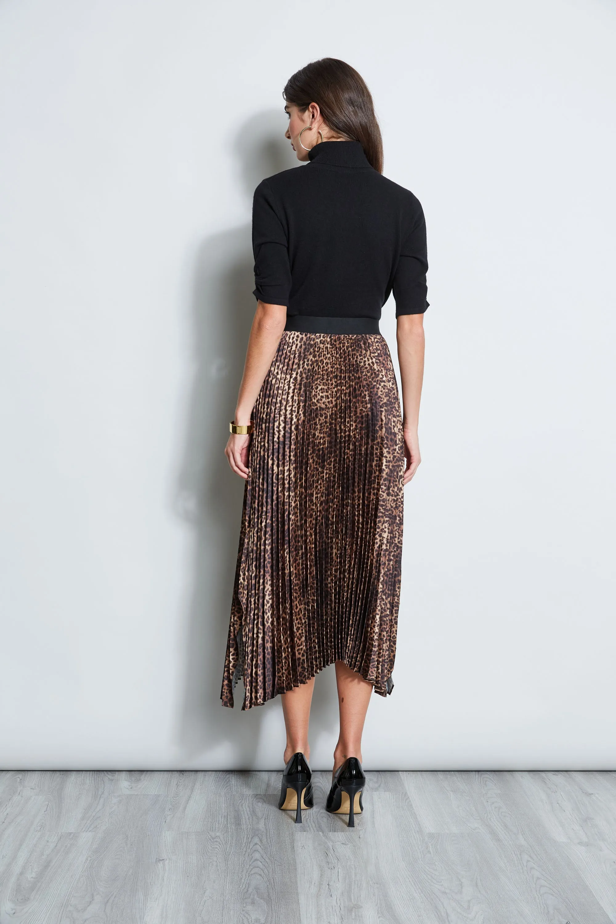 Ocelot Print Pleated Skirt