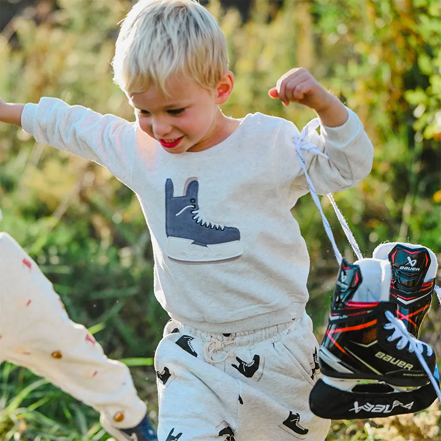 oh baby! Pocket Jogger - Hockey Skate Print - Heather Gray