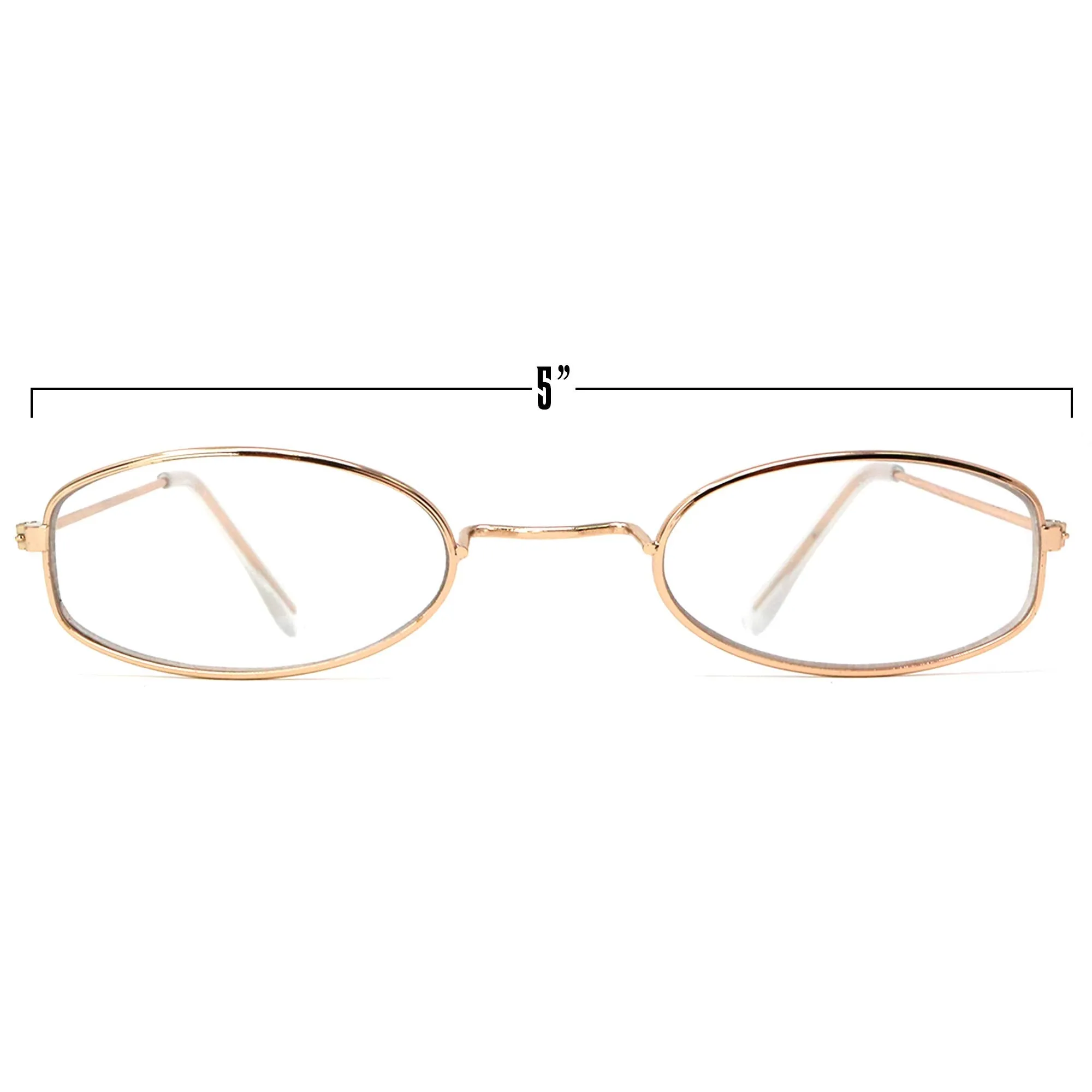 Old Man Costume Glasses - Gold Oval Granny Dress Up Eyeglasses - 1 Pair