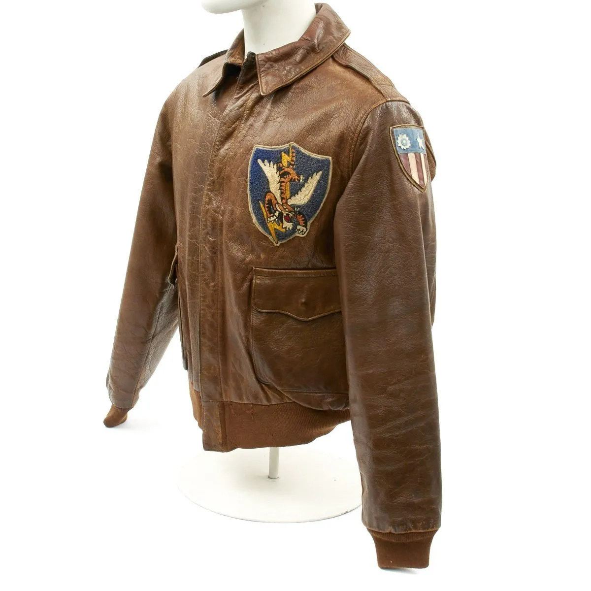 Original U.S. WWII 23rd Fighter Group Flying Tigers A-2 Jacket with Blood Chit