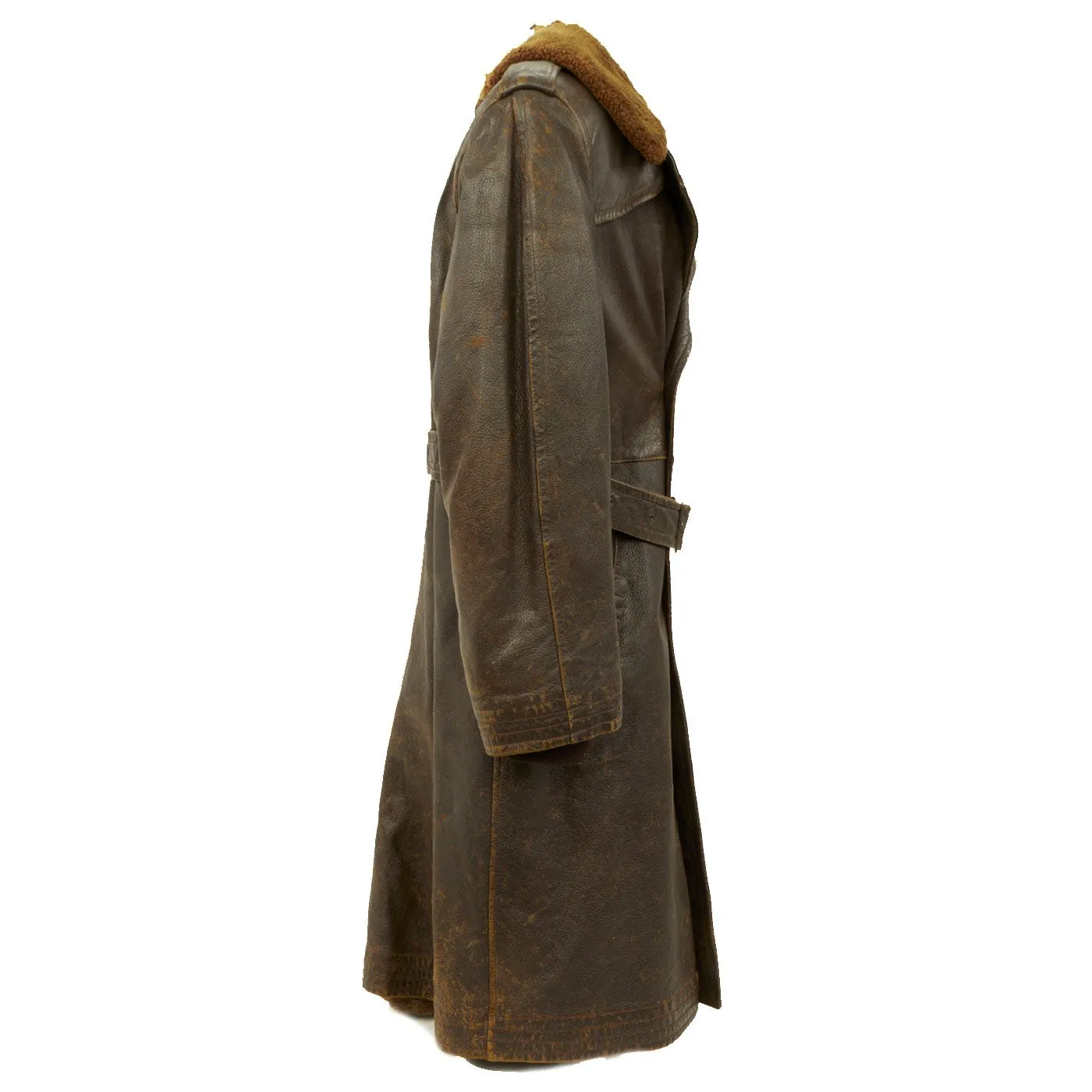 Original WWII U.S. Navy M-69F Leather Transport Pilot Aircraft Coat - Size 36