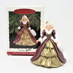 Ornaments, Hallmark, Holiday Barbie Series #4, 1996 Burgundy and Gold