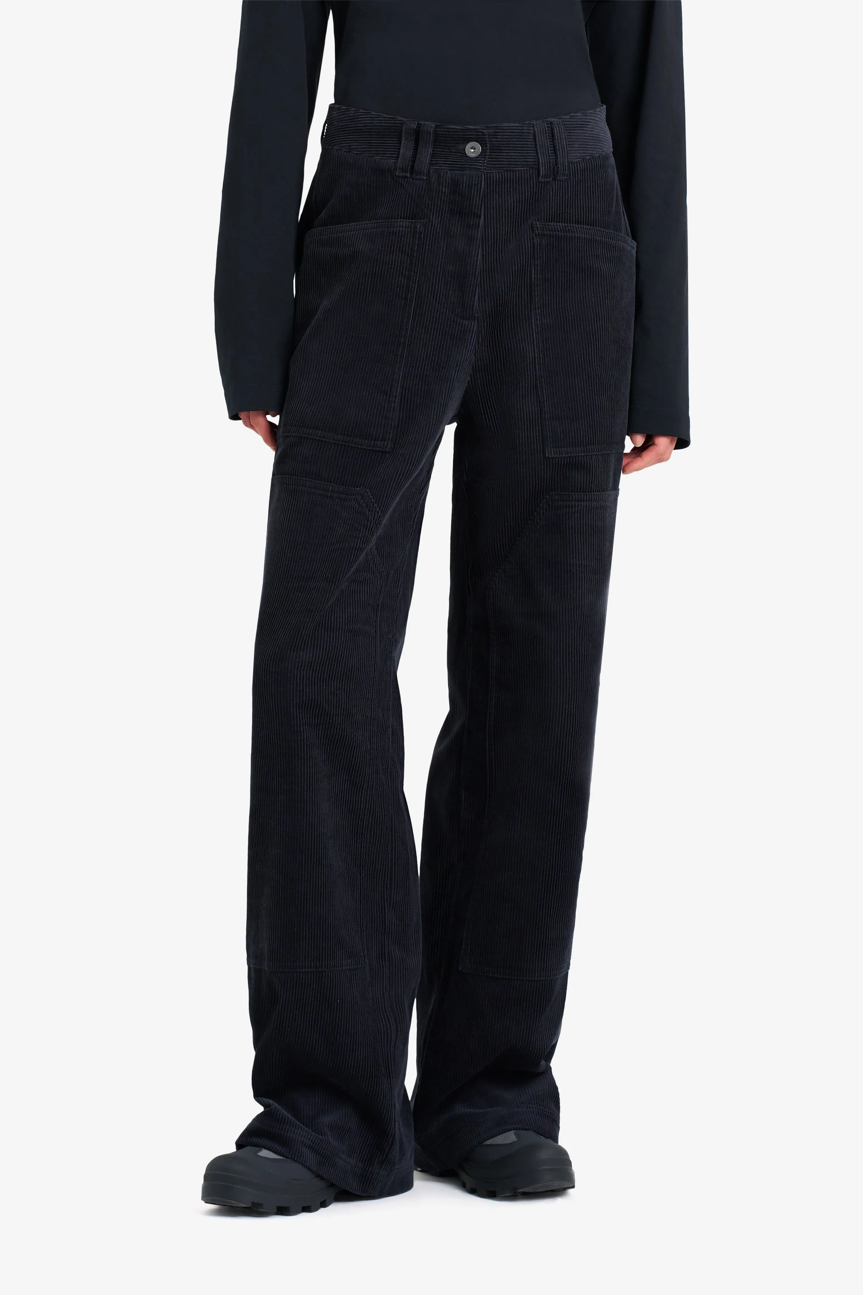 PATCH CORDUROY PANTS BLACK