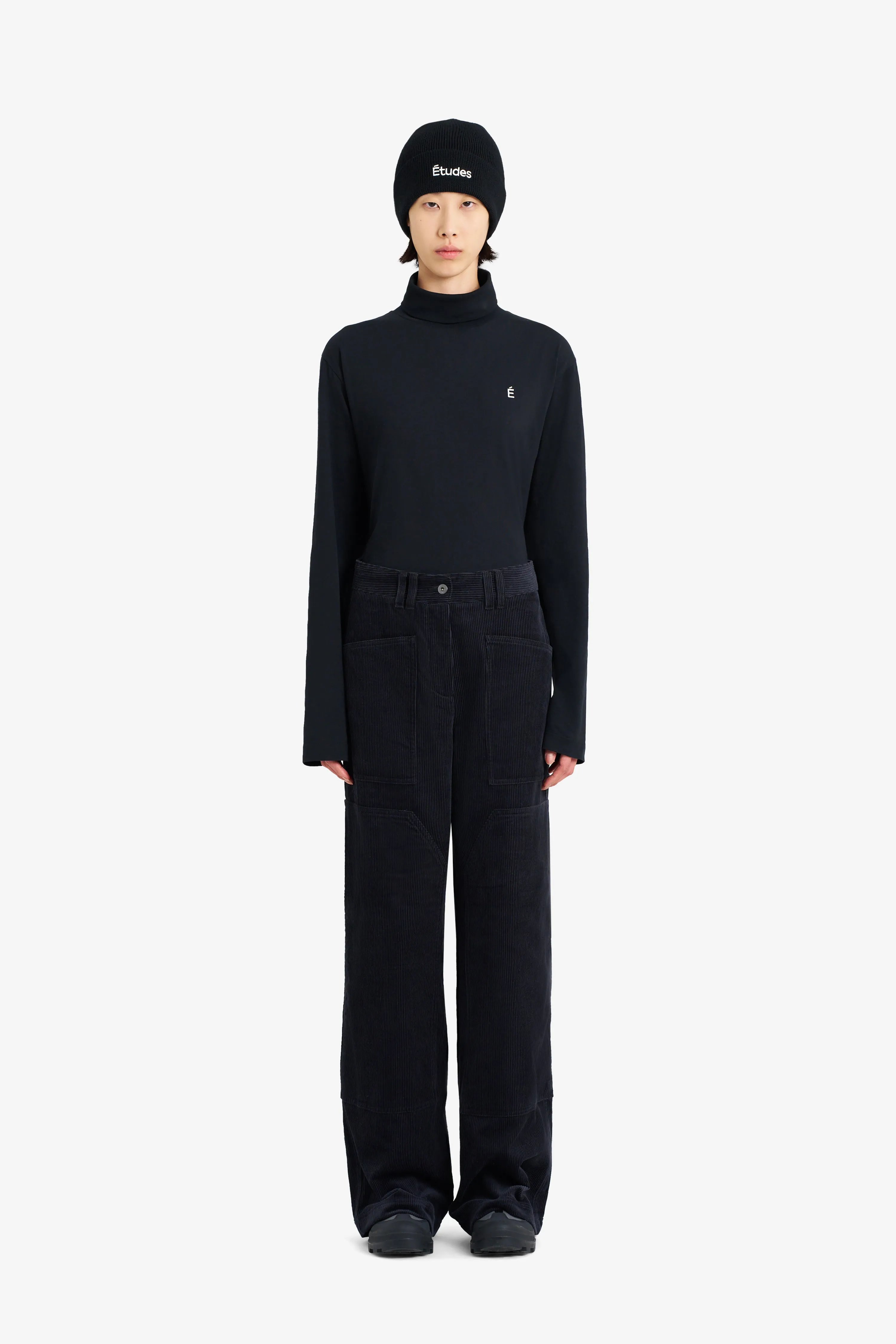 PATCH CORDUROY PANTS BLACK