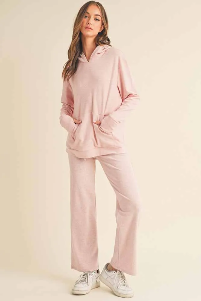 Peach ultra soft wide leg knit pants