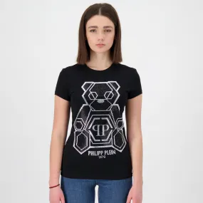 Philipp Plein Black Round Neck SS Teddy Bear T-Shirt