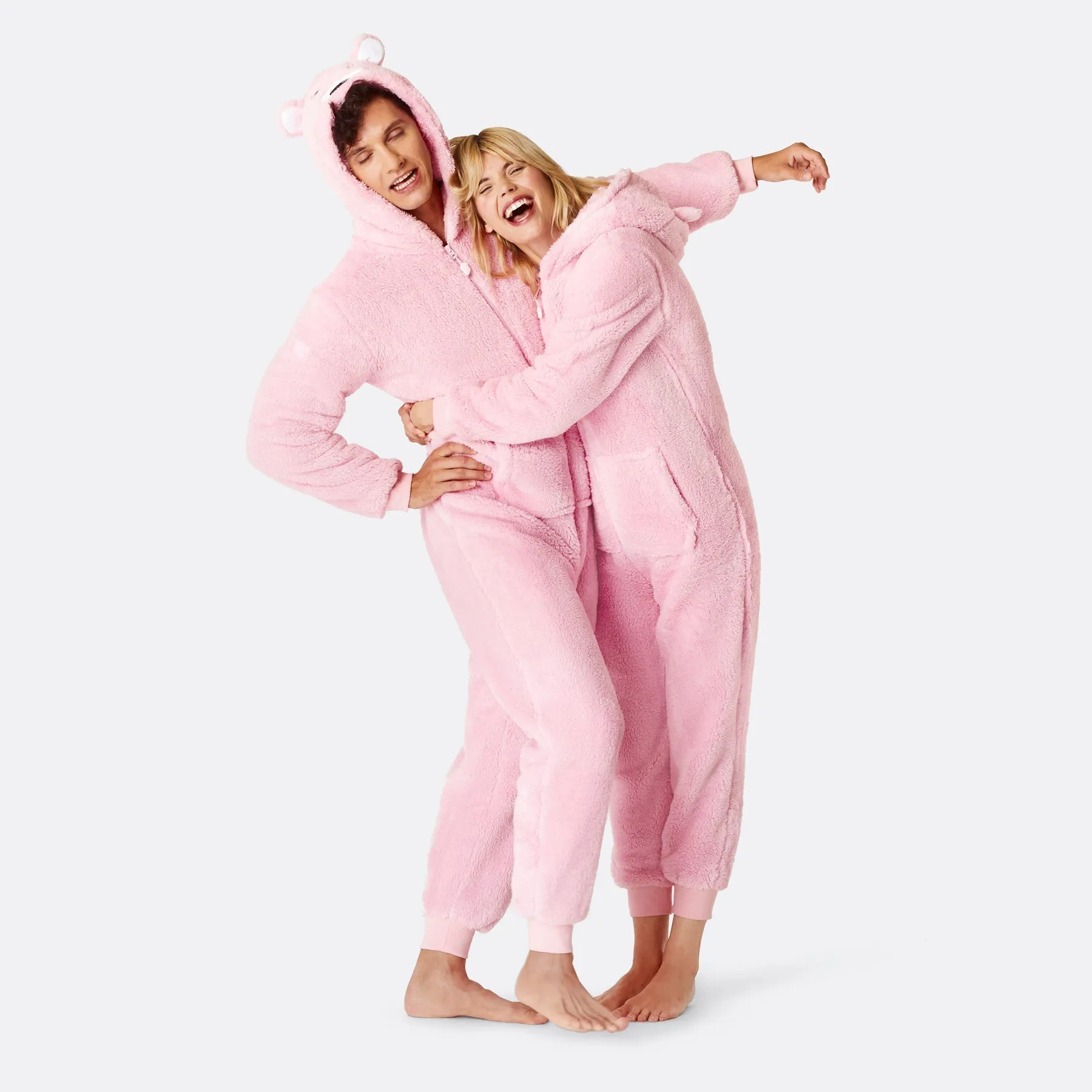 Pinker Teddybär Onesie Herren