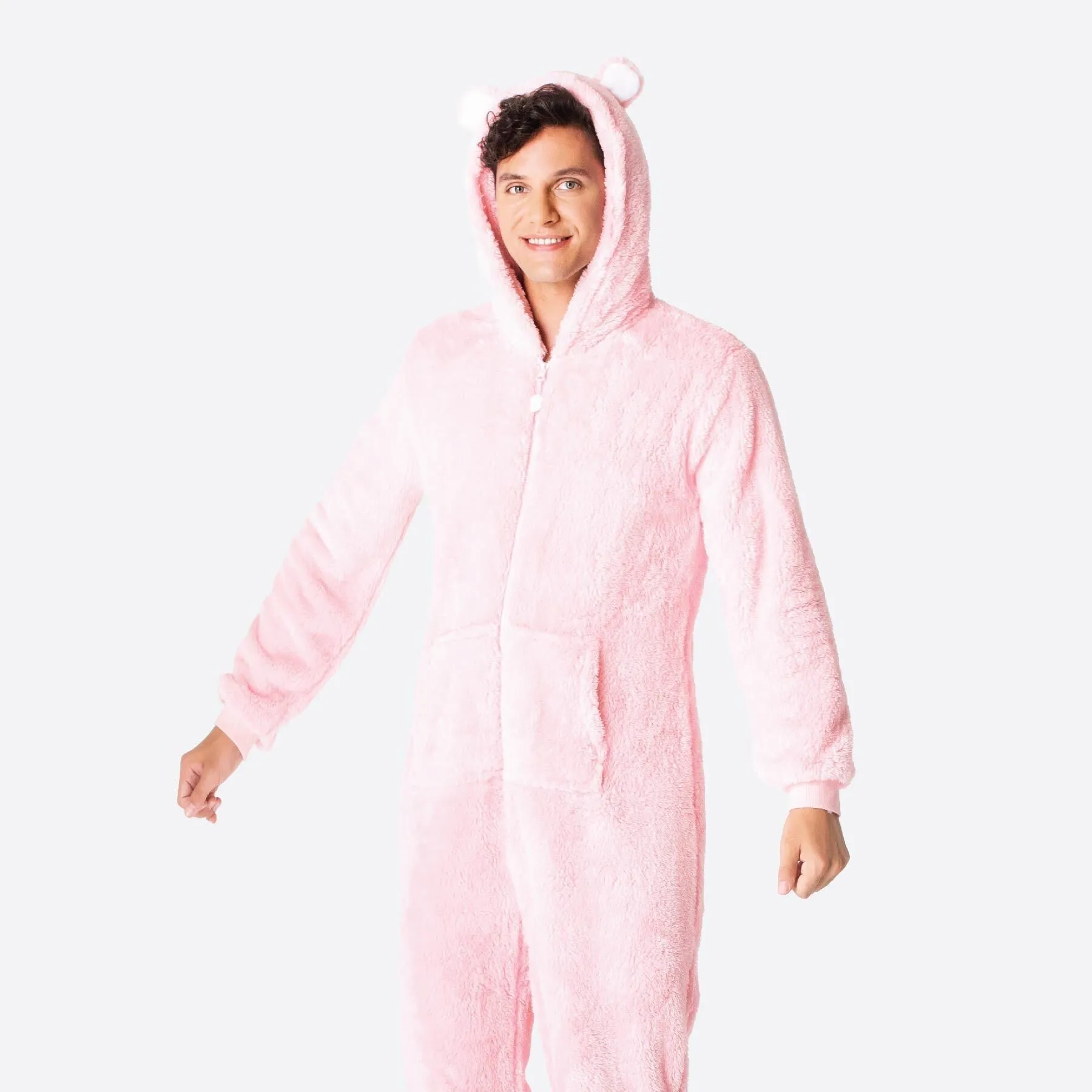 Pinker Teddybär Onesie Herren