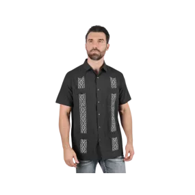 Platini Men's Modern Guayabera Charcoal Shirt