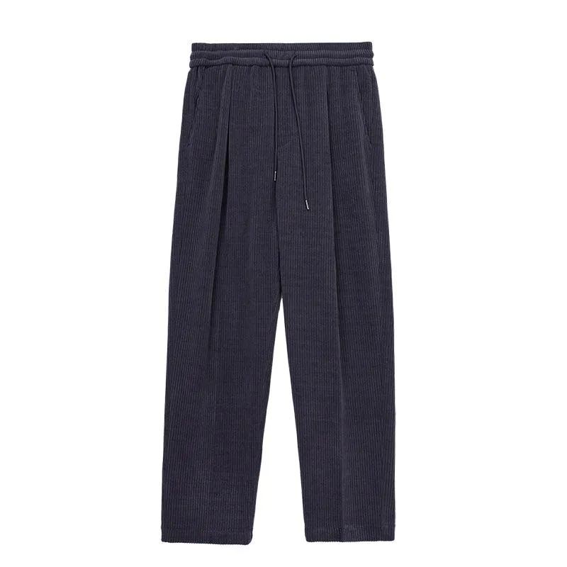 Pleated Corduroy Drawstring Winter Pants