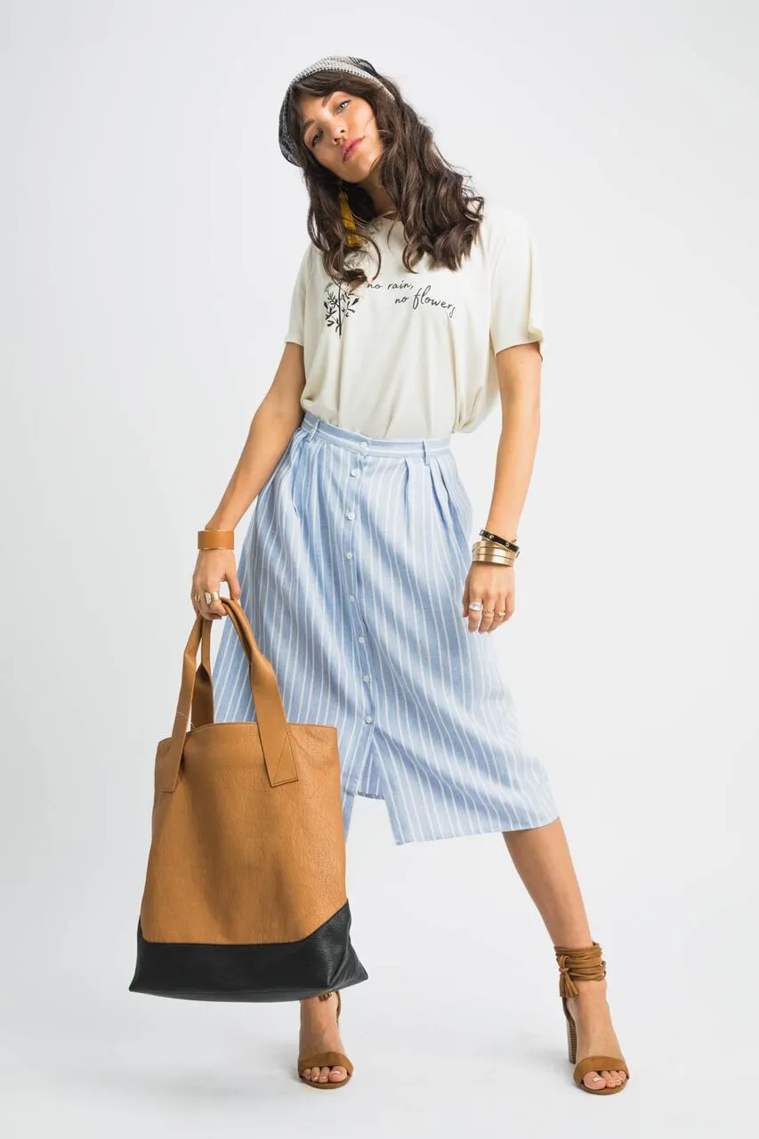 Poppy Pinstripe Blue Midi Skirt