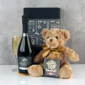 Prosecco and Chocolates with Teddy Bear