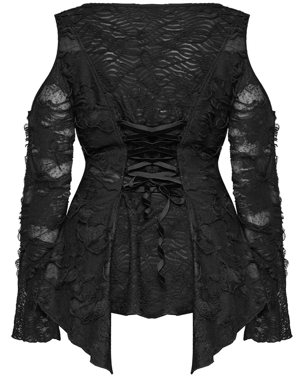 Punk Rave Plus Size Womens Apocalyptic Gothic Lace-Up Tunic Top